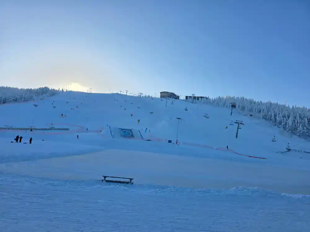 The ski slope at Levi with lifts running up the fell